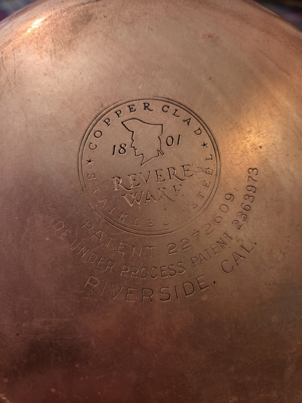 Revere Ware Copper-Clad Cookware - Riverside, Cal Stamp